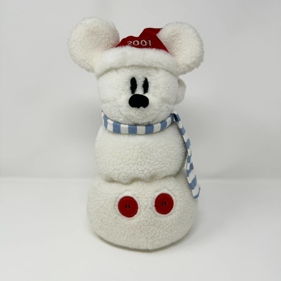 Disney Store 2001 Mickey Mouse Snowman Plush Holiday Christmas Stuffed Animal - Picture 1 of 13